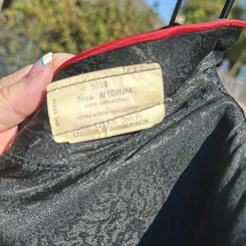 NOS Vintage Enro Idle Hour Lounge Togs Black Red Smoking Jacket Robe M USA Made - Picture 10 of 13